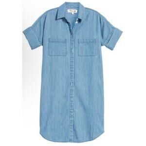 Madewell Denim Chambray Cotton Collared Shirtdress, Blue size M